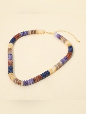Flat Resin Disc Beaded Necklace